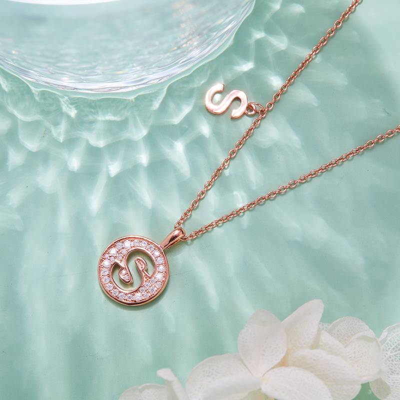 S pendant S925 silver plated rose gold Moissanite diamond light luxury letter necklace